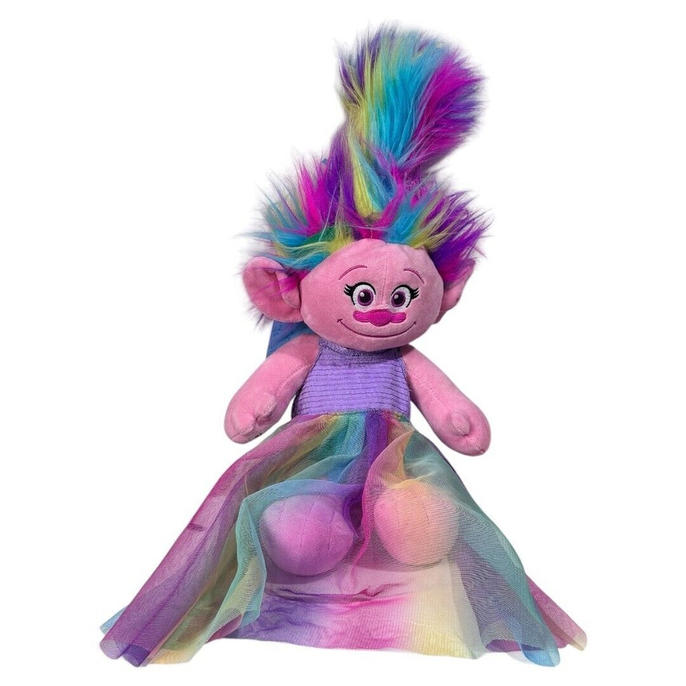 BIG Build A Bear Trolls World Tour Poppy BAB 23" Plush Rainbow Hair Stuffed Doll